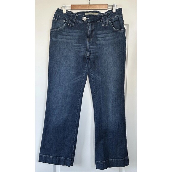 Cabelas Casuals Womens Jeans Size 12 Wide Leg Stretch 34x31 Denim Flap Pockets - Picture 2 of 10